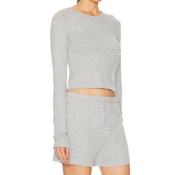 NEW ETERNE long sleeve baby tee in heather grey - Picture 3 of 3